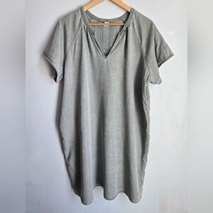 OLD NAVY Washed Sage Green Short Sleeve Tencel Dress
